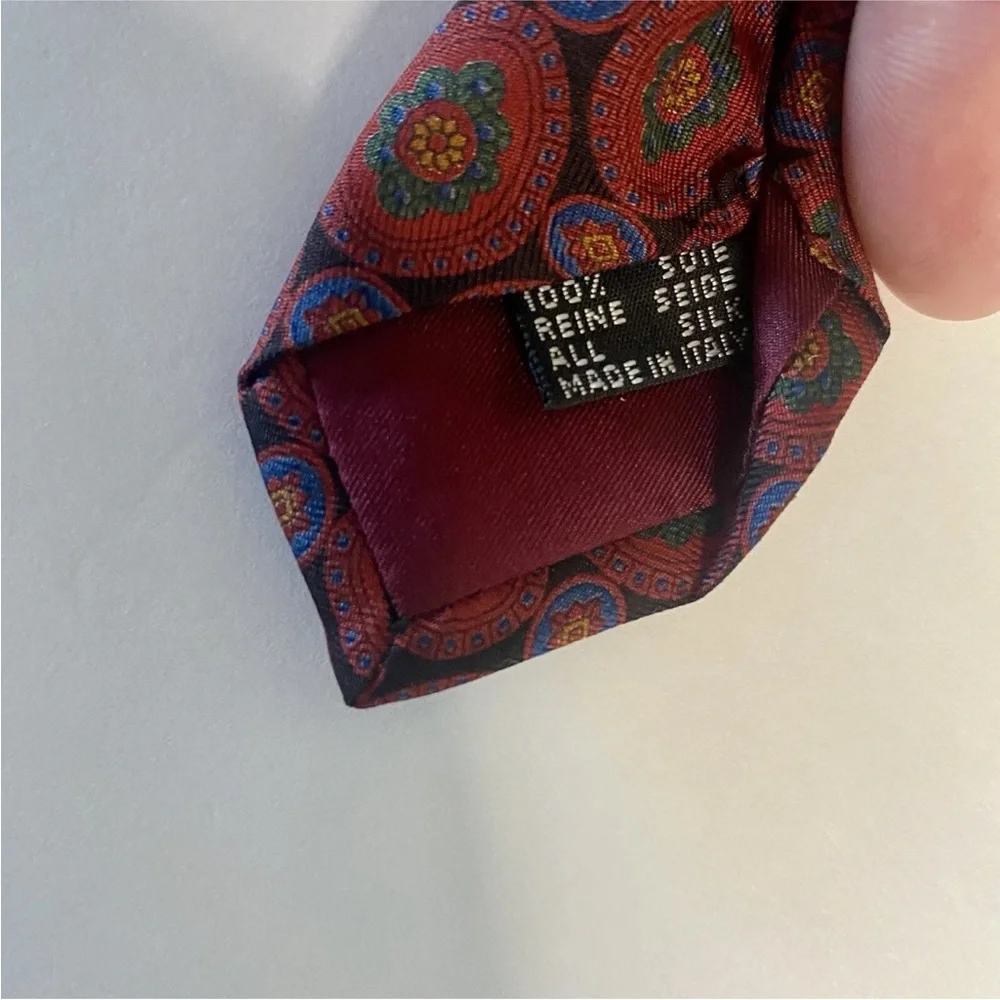 Vintage COACH Art Deco Red Silk Classic Tie, 3.5 x 60 Authentic Made in Italy - Picture 4 of 6